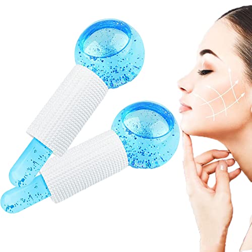 Massaggio Ice Roller Roller Ball, Facial Ice Globes,Massaggiatori per Pelle Fredda, 2 sfere per Massaggi, Magic Ice Globe Ball Massager Roller Tool per la Cura Della Pelle del Viso e Degli Occhi (Blu)