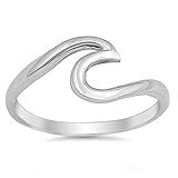 Oxford Diamond Co Wave Design .925 Sterling Silver Ring Sizes 2-12 Choose Your Color
