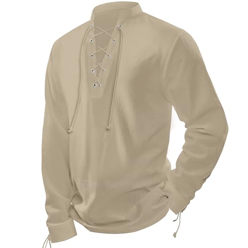 Spooktacular Creations Men's Halloween Renaissance Medieval Viking Costume Long Sleeved Pirate Shirt Top for Dress-Up Parties