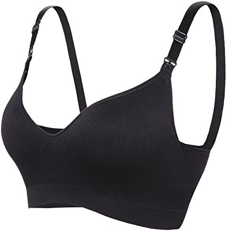 CooShco BAOMOSI Nursing Bra Wireless Bra Women's Sleeping Maternity Bra Breastfeeding Bra Black M