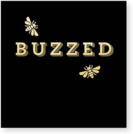 X&O PAPER GOODSBlack and Gold ''Buzzed'' Bee Beverage and Cocktail Napkins, 20pc, 5'' W x 5'' L