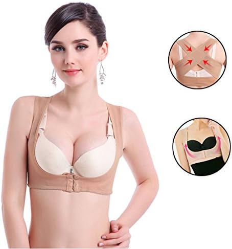 Lifemall Women Chest Brace Up Hunchback Posture Shape Corrector X Strap Vest (S, Beige)