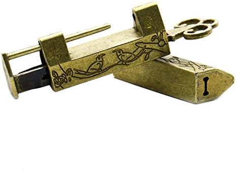 Jewelry Box Drawer Vintage Carved Bird Chinese Padlock Lock with Key, Pack of 2