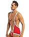YiZYiF Men's Sexy Lingerie Bodysuit Boxer Briefs Suspenders Singlet Underwear Red Medium