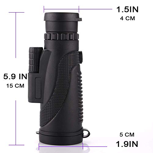 Monocular Telescope, 40X60 HD Waterproof- Shockproof- Phone Mount Adapter- High Power Monocular- for Bird Watching Hunting Camping Hiking Travelling Sporting Monocular-Black