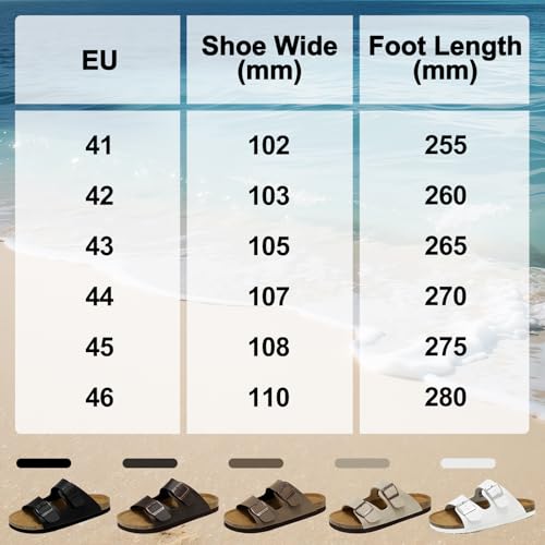 Wizshoe Men's Mules Clogs with Cork Insole Closed Slippers for Home and Garden Adjustable Buckle and Non-Slip Sole 41-46 EU