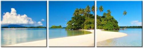 SEASCAPE/BEACH/ISLAND ready to hang 3 panel set wall art, printed on PVC and mounted on fiberboards/better than canvas print (2) 12"x12"X0.4"(each panel)X3Panels)