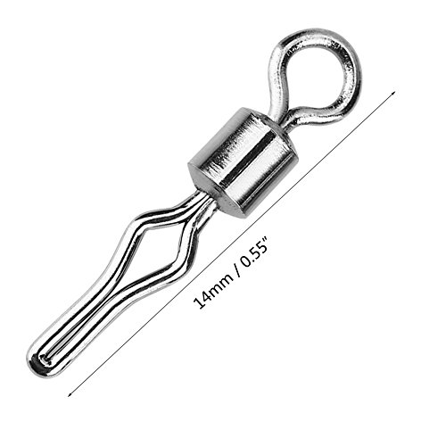Qiilu 100PCS Rolling Swivels Hook Lure Connectors Angelgerät Angeln Rolling Ball Bearing Barrel Swivel mit Sicherheits… – Bild 6