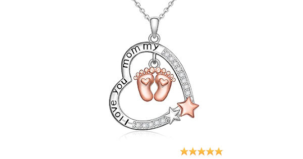 Mom To Be Necklace for Mom Baby Feet 