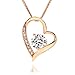 lapisia Swarovski Zirconia Open Heart Pendant Necklace for Women Stering Silver with Present Gift Box in Japan (Rose Gold)