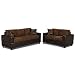 5 Piece Microfiber and Faux Leather Sofa and Love Seat Living Room Furniture Set, Tan and Brown (Brown)