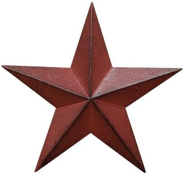 Miniature Small Dimensional Steel Metal Barn Star Hanger Ornament, 3.5-inch, Burgundy Red