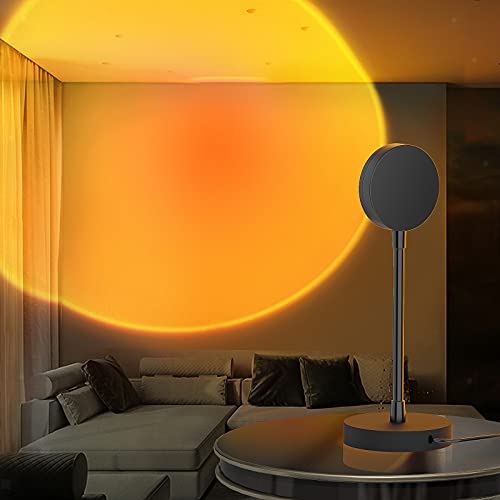 Sunset Lamp Projector 16 Colors Changing COB LED Sun Light 360 Degree Bend Rainbow Projection USB Night Light with Remote Control for Photography Selfie Living Room Home Bedroom Wall Decor