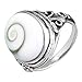 Vintage Style Sterling Silver Ring with Oval Eye of Shiva Shell Inlay