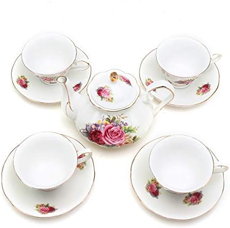 お茶セット カップ ティーカップ セラミック ヨーロピアンスタイル 三種類 10スーツ ティーポット ティーカップ ピンクローズ お茶用 お買い得品