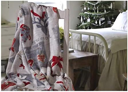 Lancashire Bedding Premiun Festive Super Soft Plush Fleece Christmas Throw with a Home Sweet Home text design