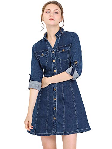 Long Sleeve A-line Casual Jean Dress