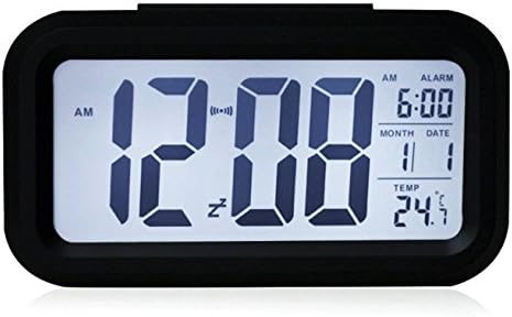 LED Digital Alarm Clock,Silent Morning Sound Control Desk Clock,Big Screen Large Numbers with Smart Backlight,Multifunctional Time Date Temperature Display,Snooze for Heavy Sleepers Great for Travel