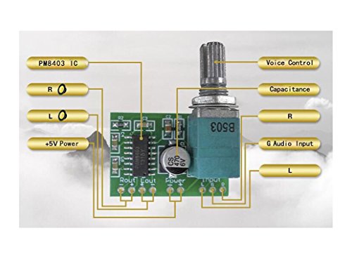 Super Mini PAM8403 DC 5V 2 Channel USB Digital Audio Amplifier Board Module 2 3W Volume Control with Potentionmeter Switch Pack of 2