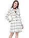 Allegra K Women's Checks Turn Down Collar Seam Pockets Coat