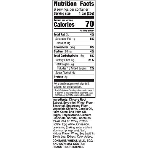 FIBER ONE 70 CALORIE SOFT-BAKED BARS, CINNAMON COFFEE CAKE, 6 BARS, 5.34 OZ