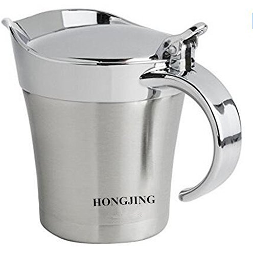 HONGJING Stainless Steel Double Insulated Gravy Boat / Sauce Jug - with Hinged Lid & 400ML Capacity keep Gravy & Sauces Hot