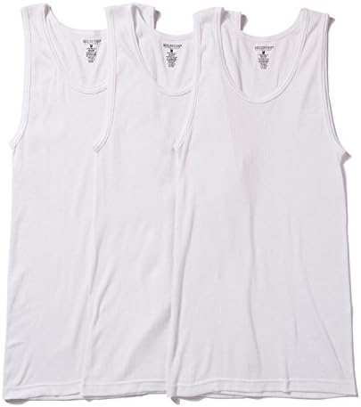 Basic Outfitters Men's 3Pk White Rib Tank Small