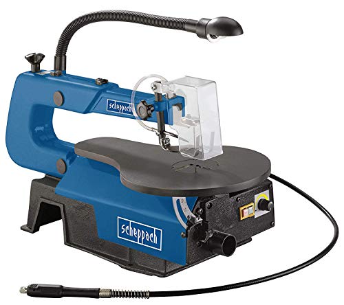 Scheppach Dekupiersäge Deco Flex mit flexibler Welle (125 W, Schnitthöhe 50mm, Schnitttiefe 405mm, Staubabsaugung) â Modellbau-Laubsäge Metall mit Schnellspanner und Arbeitsleuchte