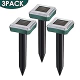 XMSTORE T31 Mole Repellent, 3 Pack Ultrasonic Animal Repellent Solar Powered Gopher and Vole Chaser Humane Rodent Repellent