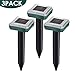 XMSTORE T31 Mole Repellent, 3 Pack Ultrasonic Animal Repellent Solar Powered Gopher and Vole Chaser Humane Rodent Repellent