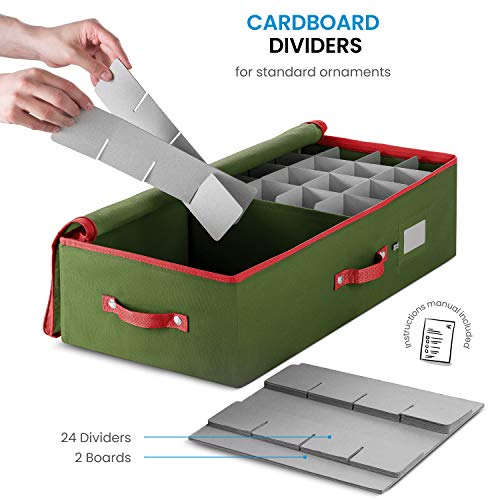 image for ZOBER Underbed Christmas Ornament Storage Box Zippered Closure - Store