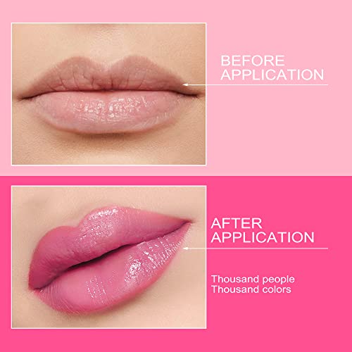 Flower Lip Balm,Color Changing Lip Gloss Tint Stain Moisturizer,Magic Flower Jelly Lipgloss Temperature Change Long Lasting Clear Lipstick Unique PH Level of Your Lips,0.13Oz,3Pack (set B)