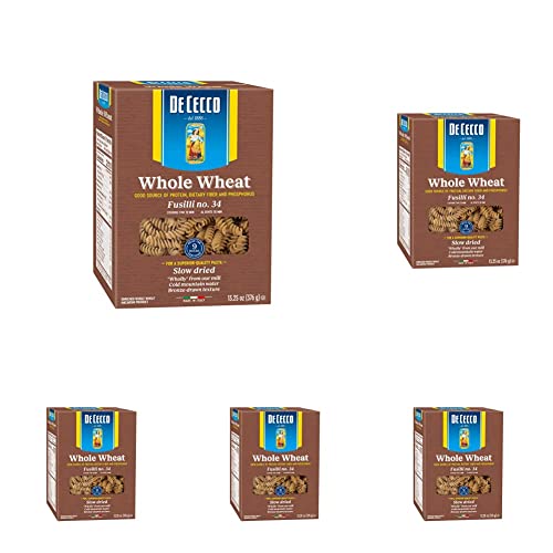 De Cecco Pasta Fusilli Whole Wheat Pasta, 13.25 oz (Pack of 5)