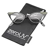 zeroUV - Vintage Cateyes 80s Inspired Fashion Clear Lens Cat Eye Glasses with Rhinestones