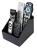 Customized Acrylic TV Remote Control Holder Organizer - Bedside and Coffee Table Remotes Caddy - Thick Black Lucite with Clear Dividers - by Unum