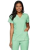 Grey's Anatomy 41101 Women's Mock Wrap Top with Princess Seams