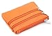 DEEZOMO Women's Top Grain Cowhide Leather Card Case Wallet / Coin Change Purse with Key Ring - Orange