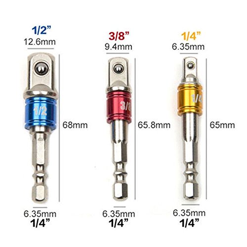 5 Piece Magnetic Bit Holder Extensions Set + 3PCS Colorful Socket Adapter Impact Set Extension Converter Impact Drill Bits Driver Power Hand Tools