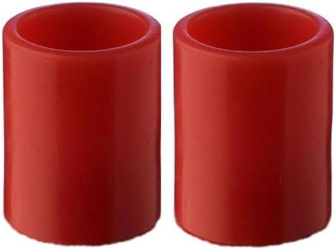 2 x RED Small LED Real Wax Twin 2.5" PILLARS - Battery Operated Candles SmartCandle