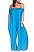 MarcoJudy Women's Off Shoulder Solid Wide Loose Leg Long Jumpsuits with Pocket