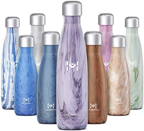 HOMPO Stainless Steel Water Bottle - 350ml/ 500ml/ 750ml/ 1L BPA Free Vacuum Insulated Metal reusable Water Bottle, Double Walled keeps Hot & Cold leak proof Drinks bottle for kids, sports, gym…