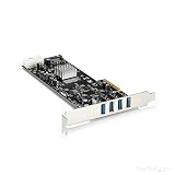 StarTech.com 4 Port USB 3.0 PCIe Card w/ 4 Dedicated 5Gbps Channels (USB 3.1 Gen 1) - UASP - SATA / LP4 Power - PCI Express Adapter Card (PEXUSB3S44V)