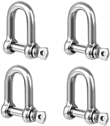 TERF M6 Heavy Duty D Shackle Steel 6mm Pack of 4 Silver