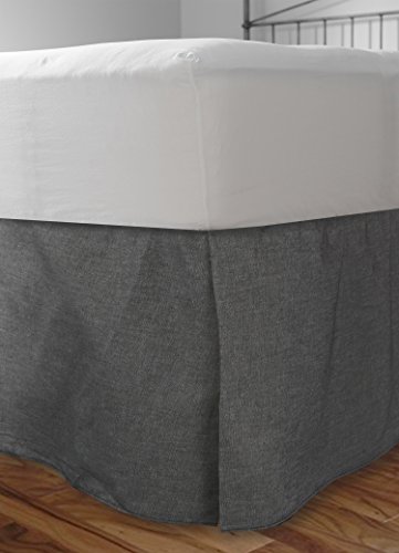 Black Denim Queen Bed Dust Ruffle Jean Pleaded Bedskirt Bedding Accessory