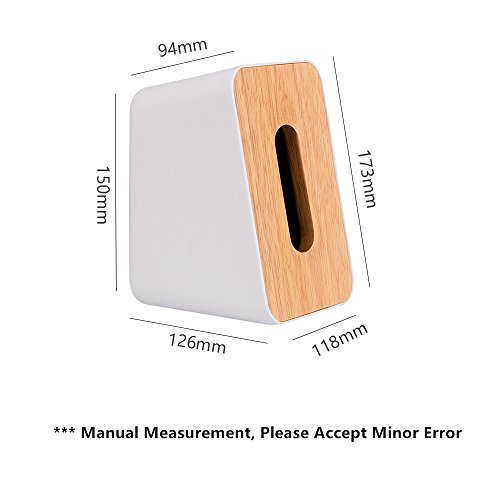 MEI YI TIAN ABS & Wood Paper Facial Tissue Box Cover Refill Holder for Bathroom Vanity Countertops, Desks and Tables, Modern Home Decor (1 Pack White)