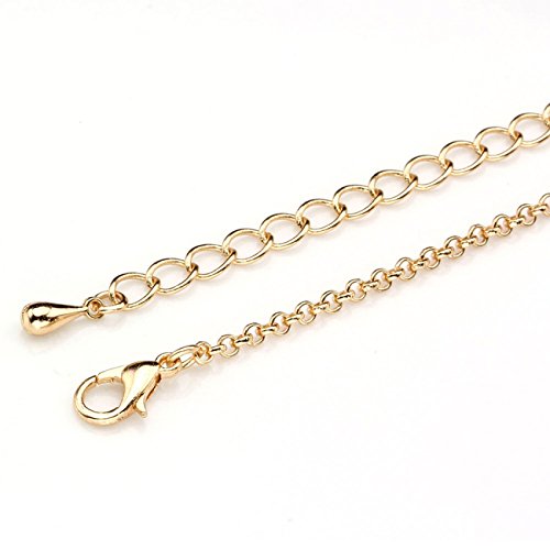 QGEM Collier de Pendentif en Cœur Doré Médaillon Locket Ouvert avec Strass + 7pcs Boules Pierre Chakra Naturelle pr Femme