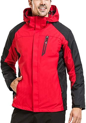 YXP Men's Waterproof Ski Jacket Double Layer Fleece Jacket