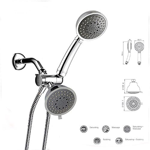 Aoozet Full-Chrome 24 Function Ultra-Luxury 3-way 2 in 1 Shower-Head /Handheld-Shower Combo
