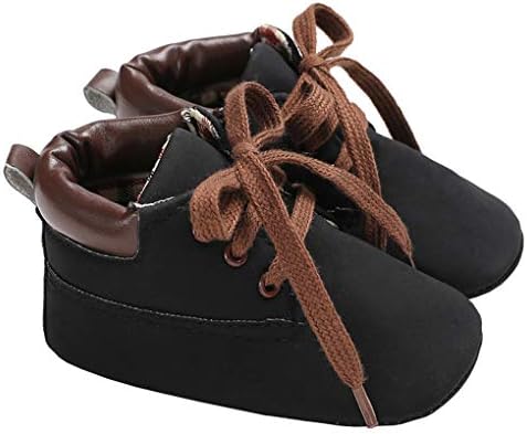 Baby Boys Lace-up Chukka Boots Anti-Slip Soft Sole First Walking Crib Shoes