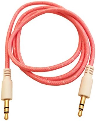 Classic Auxiliary Audio Cable 3.5mm (3 Feet) - For Smart Phones, Headphones, Car Stereo, Home Audio, etc. (Male to Male) (Pink)
